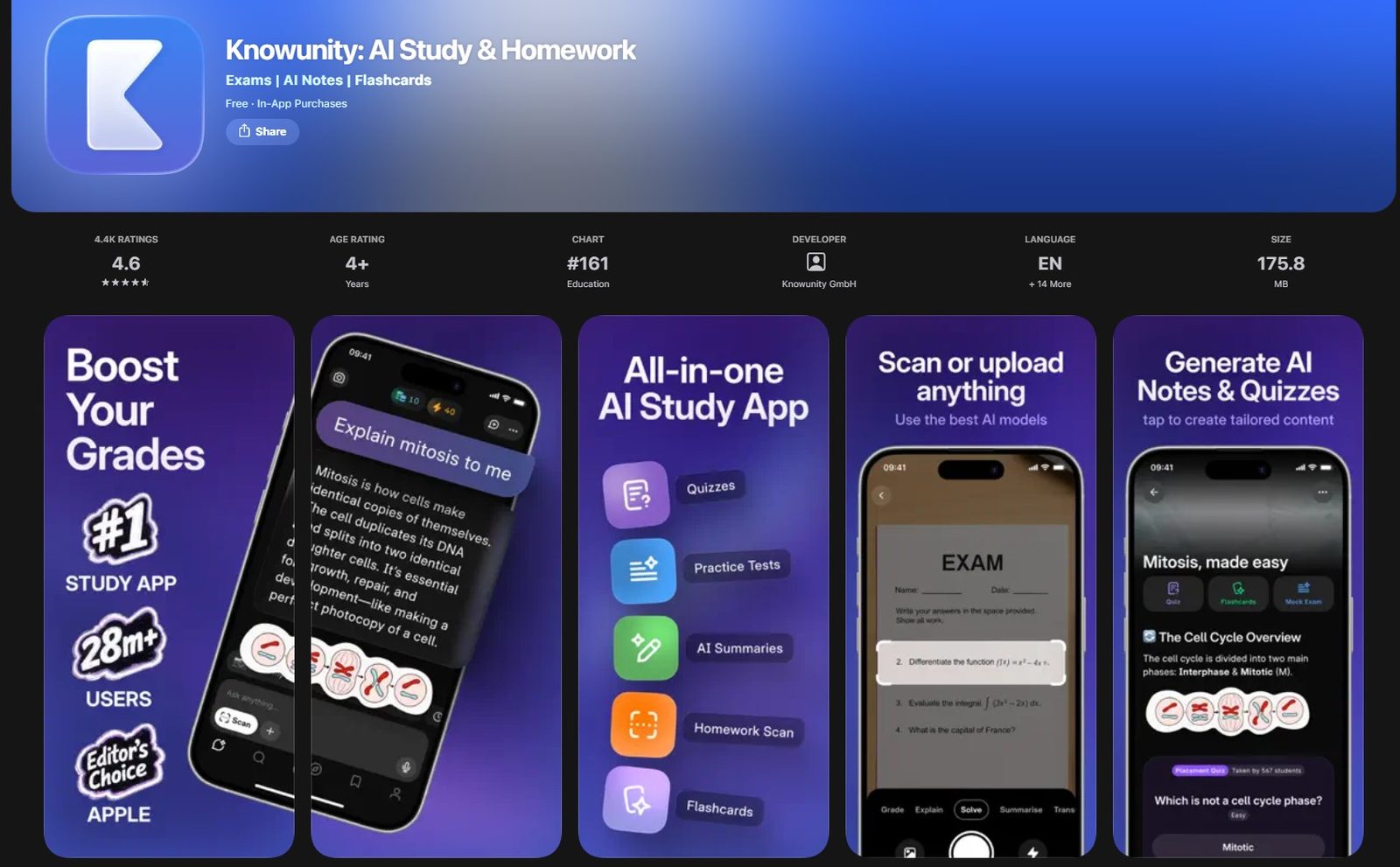 Knowunity — AI study app screens