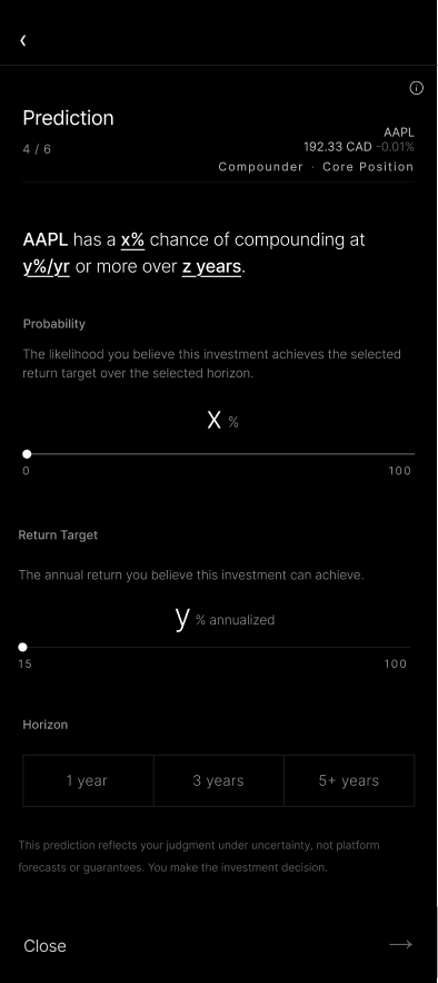 Prediction screen