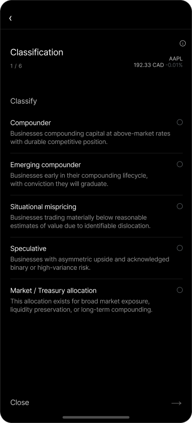 Classification screen