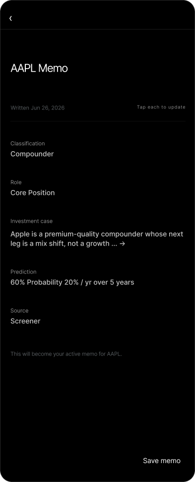 Memo review screen
