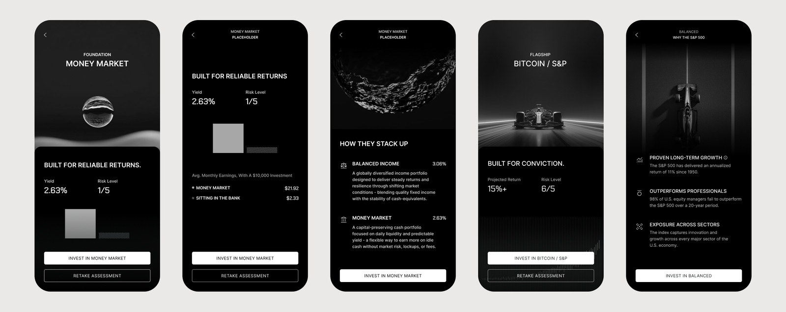 Money market and conviction screens