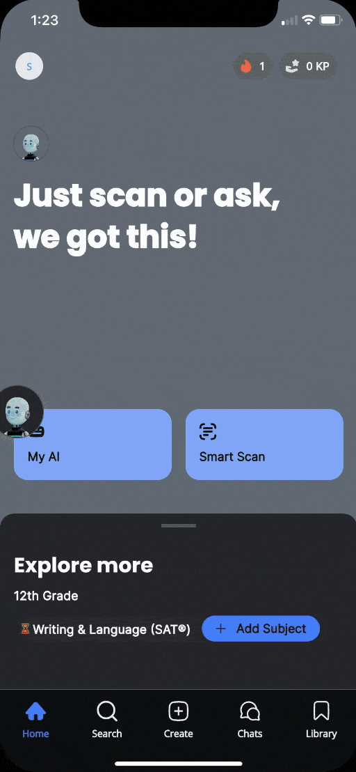 Knowunity AI home — just scan or ask